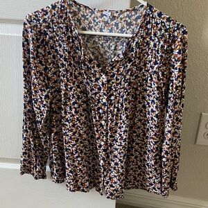 Old Navy 3/4 sleeve floral print button up top M